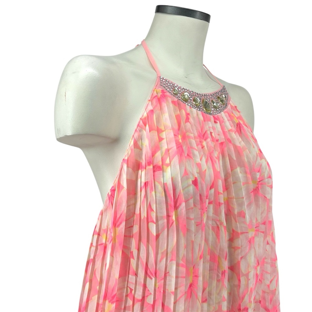 Victoria’s Secret Floral Jewel Neck Open Back Accordion Pleat Babydoll Nightie - Picture 5 of 11